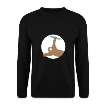 Funny boulder design with a sloth - Unisex Sweatshirt - black - Front - Alina (178cm) & Michal (187cm)