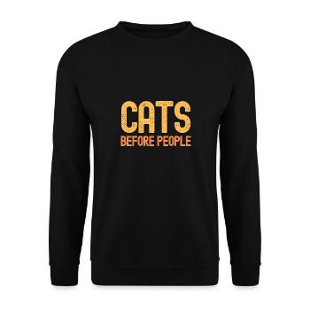 Cats Before People - Cat Lover Text Slogan - Unisex Sweatshirt - black - Front - Alina (178cm) & Michal (187cm)