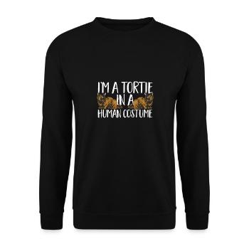 Schildpatt Katze Tortoiseshell Cat Tortie - Unisex Pullover - Schwarz - Vorne - Alina (178cm) & Michal (187cm)