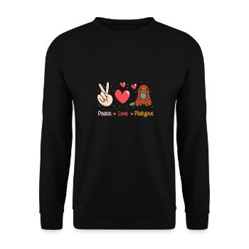 Platypus Schnabeltier - Unisex Pullover - Schwarz - Vorne - Alina (178cm) & Michal (187cm)