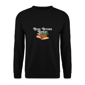 Lire Retour Répéter le livre du bibliothécaire - Sweat-shirt Unisexe - noir - Devant - Alina (178cm) & Michal (187cm)