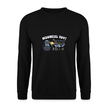 Meowzel Tov Joyeux Hanoukka Chat juif Maman Papa - Sweat-shirt Unisexe - noir - Devant - Alina (178cm) & Michal (187cm)