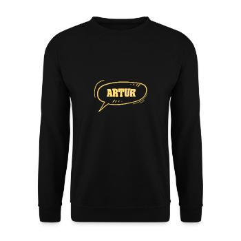 Artur als Vorname - Unisex Pullover - Schwarz - Vorne - Alina (178cm) & Michal (187cm)