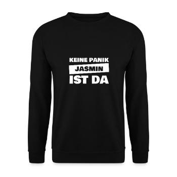 Vorname Jasmin - Unisex Pullover - Schwarz - Vorne - Alina (178cm) & Michal (187cm)