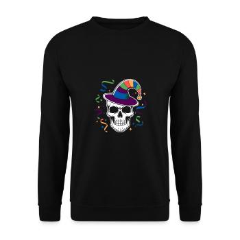 Funny Carnival Carnival Skull Helau - Unisex Sweatshirt - black - Front - Alina (178cm) & Michal (187cm)