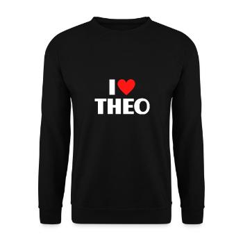 J’adore Theo Red Heart Love Fan Gift - Sweat-shirt Unisexe - noir - Devant - Alina (178cm) & Michal (187cm)