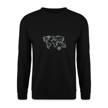 Carte du monde Vintage - Sweat-shirt Unisexe - noir - Devant - Alina (178cm) & Michal (187cm)
