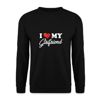 I Heart My Girlfriend Couple Matching I Love My - Unisex Pullover - Schwarz - Vorne - Alina (178cm) & Michal (187cm)