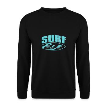 Vintage Surfing In The Waves T-Shirt Present Gift - Unisex Pullover - Schwarz - Vorne - Alina (178cm) & Michal (187cm)