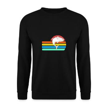 Retro Vintage Awesome Fishing Designs T-Shirt - Unisex Pullover - Schwarz - Vorne - Alina (178cm) & Michal (187cm)