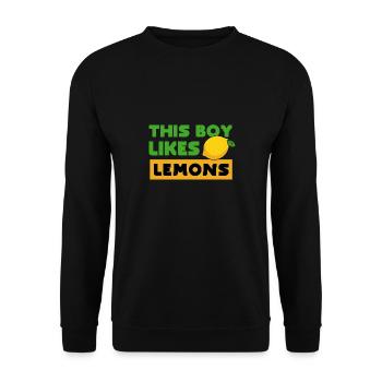 Junge mag Zitronen, Zitrus, Limonade, - Unisex Pullover - Schwarz - Vorne - Alina (178cm) & Michal (187cm)