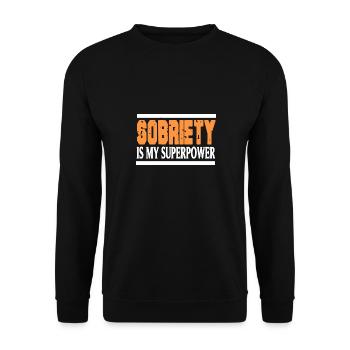 La sobriété est mon superpuissance Retro Sober Designs - Sweat-shirt Unisexe - noir - Devant - Alina (178cm) & Michal (187cm)