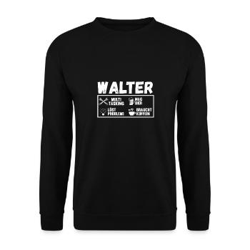 Walter - Unisex Pullover - Schwarz - Vorne - Alina (178cm) & Michal (187cm)