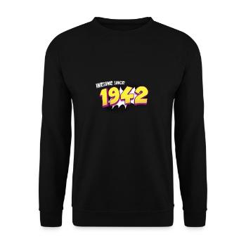 Retro 81st birthday in Pop Art Comic Book Style - Unisex Sweatshirt - black - Front - Alina (178cm) & Michal (187cm)