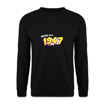 Retro 76th birthday in Pop Art Comic Book Style - Unisex Sweatshirt - black - Front - Alina (178cm) & Michal (187cm)