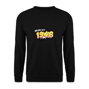Retro 75th birthday in Pop Art Comic Book Style - Unisex Sweatshirt - black - Front - Alina (178cm) & Michal (187cm)