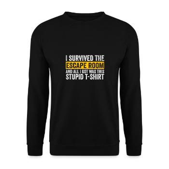 Mystère J’ai survécu au jeu Escape Room Locked Cha - Sweat-shirt Unisexe - noir - Devant - Alina (178cm) & Michal (187cm)