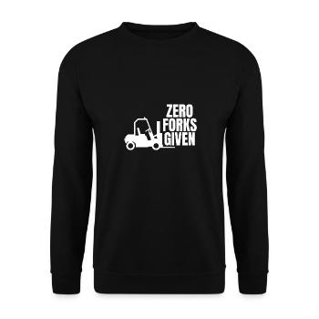 Funny Forklift Operator Forklift Driver Zero Forks - Unisex Pullover - Schwarz - Vorne - Alina (178cm) & Michal (187cm)