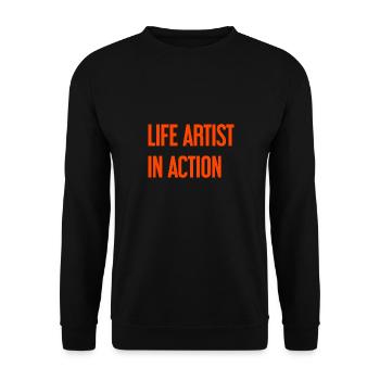 Lebenskünstler im Einsatz - Unisex Pullover - Schwarz - Vorne - Alina (178cm) & Michal (187cm)