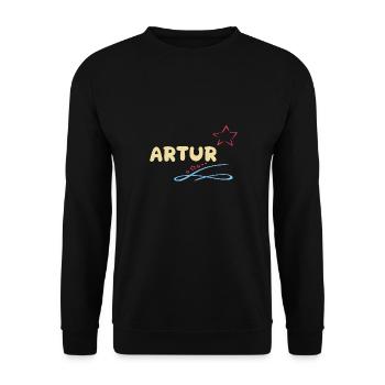 Geschenk für Artur - Unisex Pullover - Schwarz - Vorne - Alina (178cm) & Michal (187cm)