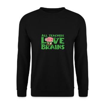 Halloween teachers love brains celebrate halloween - Unisex Sweatshirt - black - Front - Alina (178cm) & Michal (187cm)