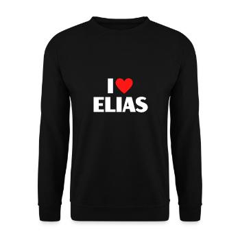 I Love Elias Red Heart Love Fan Gift - Unisex Sweatshirt - black - Front - Alina (178cm) & Michal (187cm)