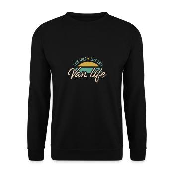 Live Wild Van Dwellers Van life Nomads - Unisex Sweatshirt - black - Front - Alina (178cm) & Michal (187cm)