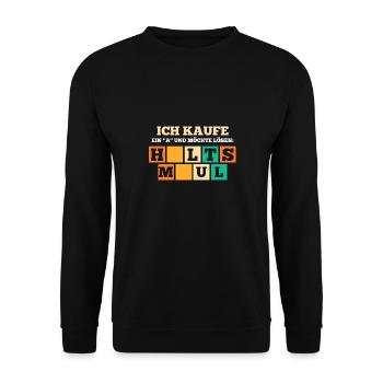 Mittelfinger Lustige Sprüche - Unisex Pullover - Schwarz - Vorne - Alina (178cm) & Michal (187cm)