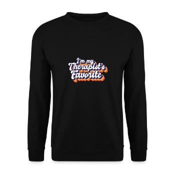 I'm My Therapist's Favorite Funny Psychologist - Unisex Pullover - Schwarz - Vorne - Alina (178cm) & Michal (187cm)