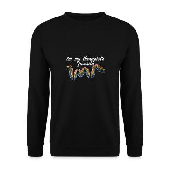 I'm My Therapist's Favorite Mental Wellness - Unisex Pullover - Schwarz - Vorne - Alina (178cm) & Michal (187cm)