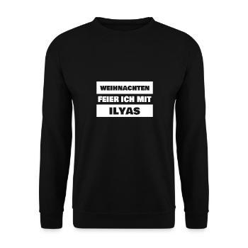 First name Ilyas - Unisex Sweatshirt - black - Front - Alina (178cm) & Michal (187cm)