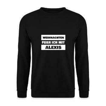 Alexis als Vorname - Unisex Pullover - Schwarz - Vorne - Alina (178cm) & Michal (187cm)