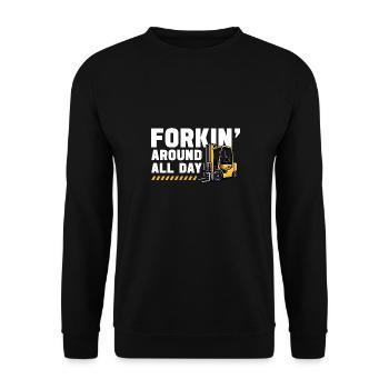 Forklift operator funny forkin around design - Unisex Sweatshirt - black - Front - Alina (178cm) & Michal (187cm)