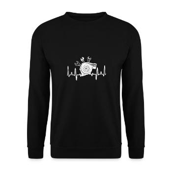 Car Mechanic Heartbeat Wrench and Turbo Cars - Unisex Sweatshirt - black - Front - Alina (178cm) & Michal (187cm)