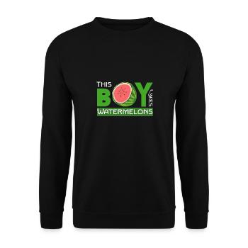 Junge mag tropische Sommerfrüchte Wassermelone - Unisex Pullover - Schwarz - Vorne - Alina (178cm) & Michal (187cm)