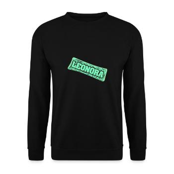 Geschenk für Leonora - Unisex Pullover - Schwarz - Vorne - Alina (178cm) & Michal (187cm)