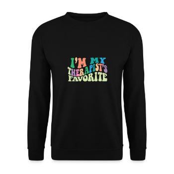 I'm My Therapist's Favorite Psychologist Joke - Unisex Pullover - Schwarz - Vorne - Alina (178cm) & Michal (187cm)