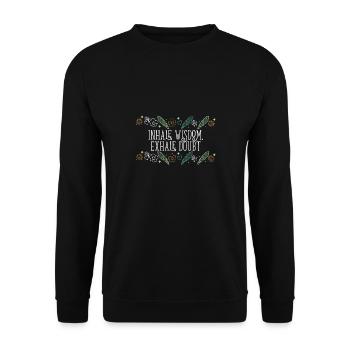 Inhale Wisdom Exhale Doubt Sage Healing Smudge - Unisex Sweatshirt - black - Front - Alina (178cm) & Michal (187cm)