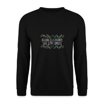 Healing Is A Journey Sage Is My Compass Smudge - Unisex Sweatshirt - black - Front - Alina (178cm) & Michal (187cm)