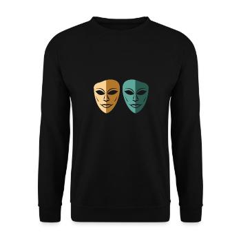 Theater-Masken - Unisex Pullover - Schwarz - Vorne - Alina (178cm) & Michal (187cm)