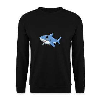 Animal Cartoon Shark - Unisex Sweatshirt - black - Front - Alina (178cm) & Michal (187cm)