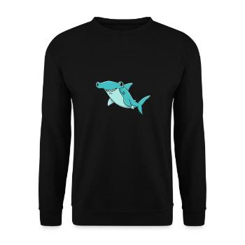 Animal Cartoon Hammerhead Shark - Unisex Sweatshirt - black - Front - Alina (178cm) & Michal (187cm)