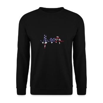 Amerika mit Herzschlag - Unisex Pullover - Schwarz - Vorne - Alina (178cm) & Michal (187cm)
