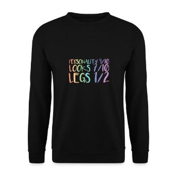 Rollstuhl Rollstuhlfahrer Amputation Bein - Unisex Pullover - Schwarz - Vorne - Alina (178cm) & Michal (187cm)