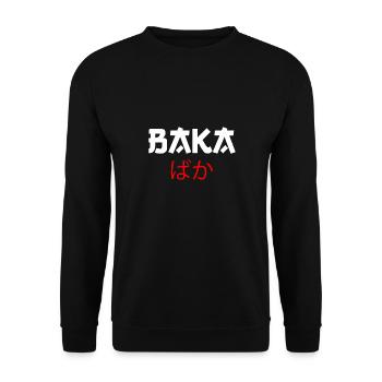 Japanisch Anime Manga Baka Senpai Nani Kawai Otaku - Unisex Pullover - Schwarz - Vorne - Alina (178cm) & Michal (187cm)
