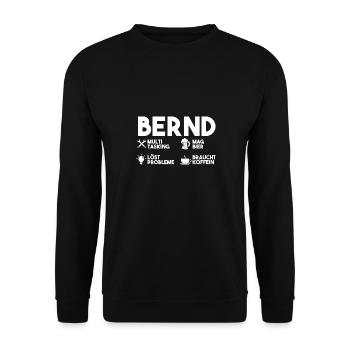 Bernd - Unisex Pullover - Schwarz - Vorne - Alina (178cm) & Michal (187cm)