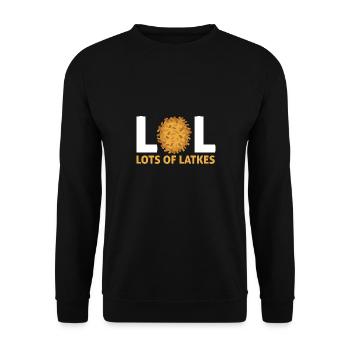 Joyeux Hanoukka Lot De Latkes Costume Juif - Sweat-shirt Unisexe - noir - Devant - Alina (178cm) & Michal (187cm)