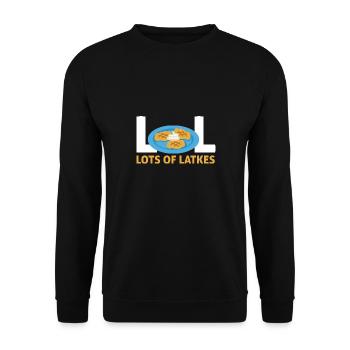 Juif Joyeux Hanoukka Lot De Latkes Costume - Sweat-shirt Unisexe - noir - Devant - Alina (178cm) & Michal (187cm)