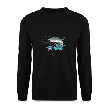 Pêche au saumon Pêcheur de saumon - Sweat-shirt Unisexe - noir - Devant - Alina (178cm) & Michal (187cm)