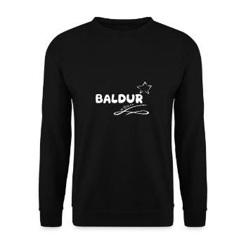 Geschenk für Baldur - Unisex Pullover - Schwarz - Vorne - Alina (178cm) & Michal (187cm)